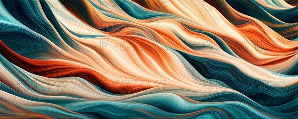 AI generated digital waves ripple across the canvas coalescing with the timeless strokes of a classic painting