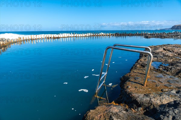 Stairs in the Las Salinas de Agaete natural pools in Puerto de Las Nieves in Gran Canaria, Spain, Europe