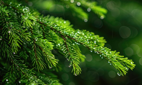 Close-up of cedar branches with vibrant green needles AI generated