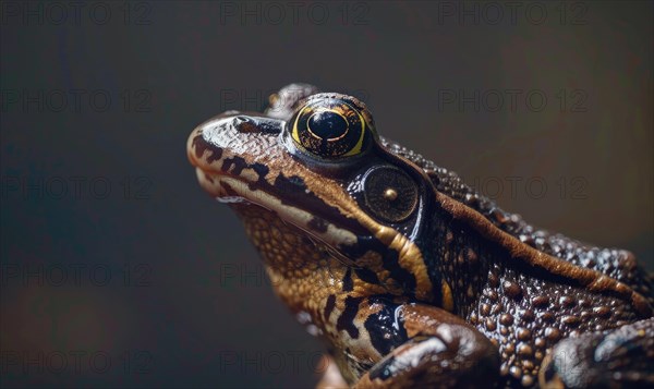 Close-up portrait of a Rana arvalis in profile AI generated