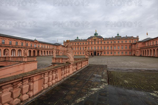 Court of honour baroque three-winged complex Rastatt Palace, former residence of the Margraves of Baden-Baden, Rastatt, Baden-Wuerttemberg, Germany, Europe