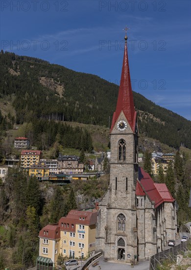 Panorama of Bad Gastein, church, hotels