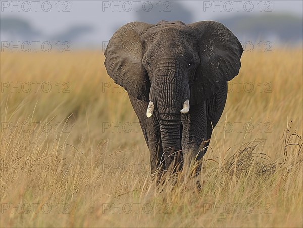 African elephant (Loxodonta africana), African steppe elephant or African bush elephant, AI generated