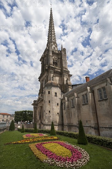 Cathedral Notre Dame de l'Assomption, with tower from the 19th century, Lucon, Vendee, France, Europe