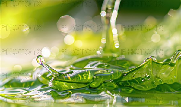 Close-up of aloe vera gel being extracted and blended with botanical oils and essences AI generated