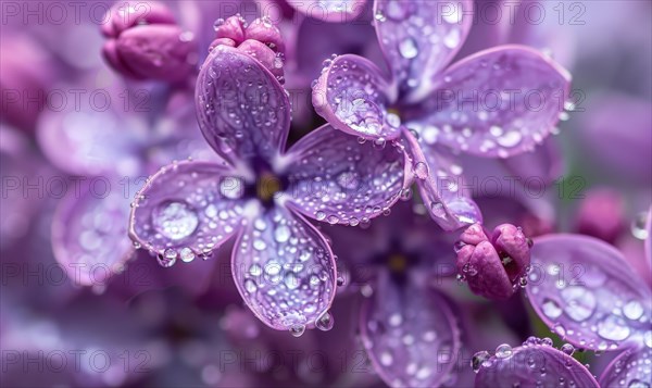 Close-up of lilac blossoms in a garden AI generated