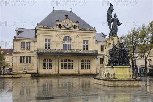 Municipal theatre, Theatre a l'Italienne with balcony railing designed by Hector Guimard in Art Nouveau style and manufactured in the municipal metal foundry Fonderies de Saint-Dizier, Saint-Dizier, Departement Haute-Marne, Region Grand Est, France, Europe