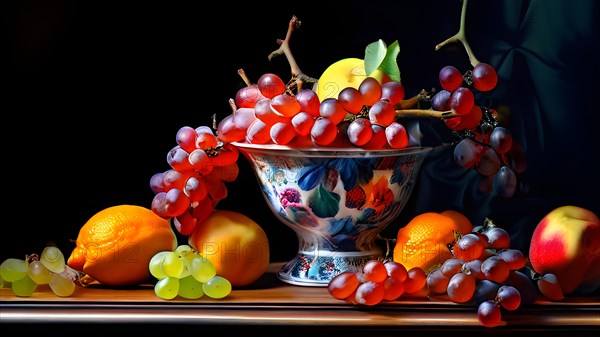 AI generated classic still life composition featuring timeless art elements