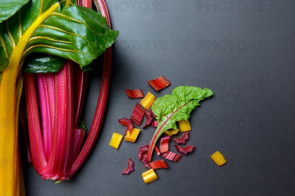 Swiss chard, chopped stems, Beta vulgaris