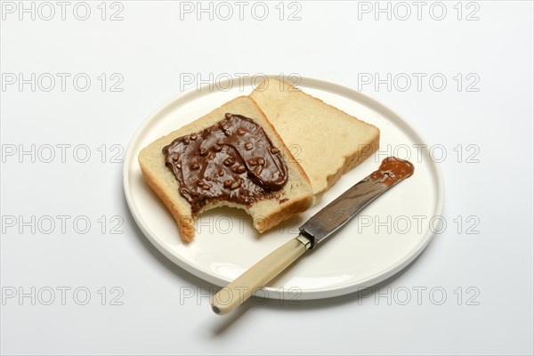 Hazelnut cream on toast, toast