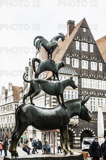 Bremen Town Musicians, bronze sculpture, artist Gerhard Marcks, Hanseatic City of Bremen, Germany, Europe