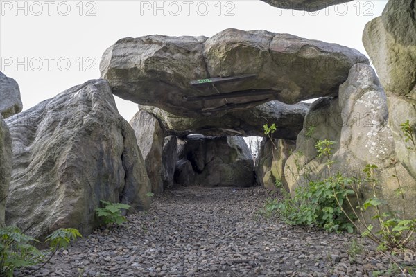 Luebbensteine, two megalithic tombs from the Neolithic period around 3500 BC on the Annenberg near Helmstedt, here the northern grave B (Sprockhoff no. 315), Helmstedt, Lower Saxony, Germany, Europe