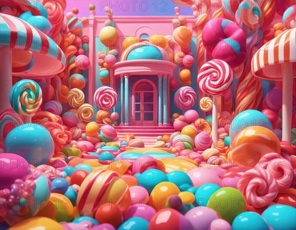 Abstract and fantastic background of colorful candies, AI generated