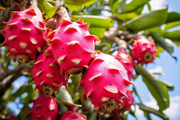 Dragonfruits on tree. KI generiert, generiert, AI generated