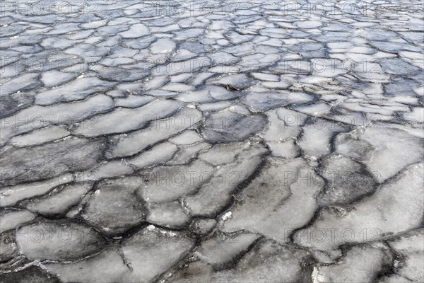 Winter, ice pattern formation, Chateauguay River, Province of Quebec, Canada, North America