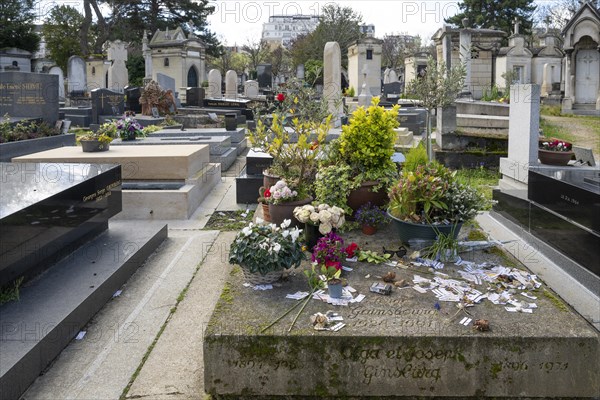 Grave of Serge Gainsbourg, Montparnasse Cemetery, Paris, France, Europe