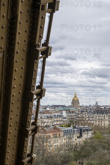 View from the Eiffel Tower to the Invalides, Paris, Ile-de-France, France, Europe