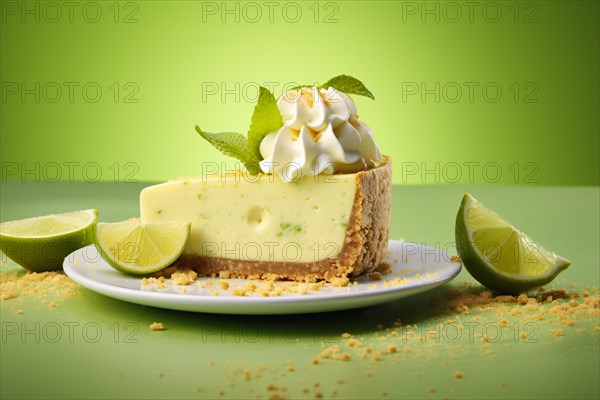 Key lime pie on plate. KI generiert, generiert, AI generated