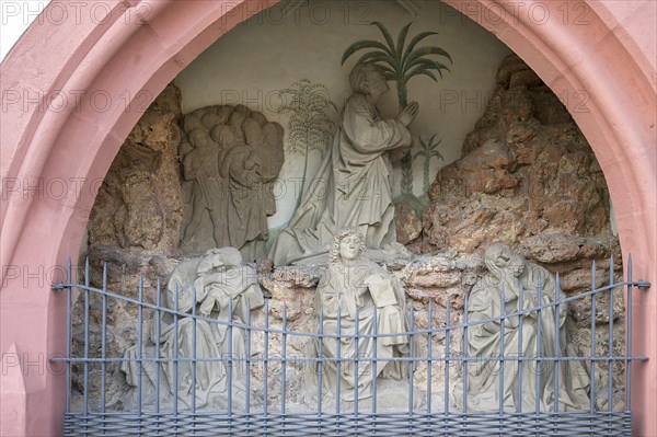 Depiction of the Mount of Olives around 1700, St Sebasrtian's Church, Sulzfeld am Main, Lower Franconia, Bavaria, Germany, Europe