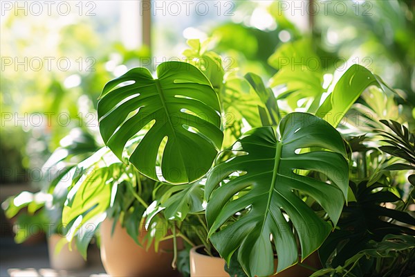 Monstera Deliciosa houseplant. KI generiert, generiert, AI generated