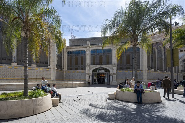 Exterior view of the Mercado Central market hall, Valencia, Spain, Europe