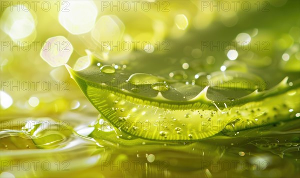 Close-up of Close-up of a freshly cut aloe vera leaf oozing with gel AI generated
