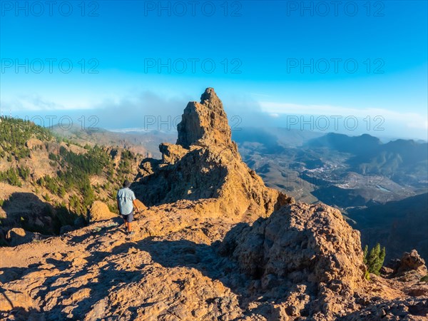 A male tourist at Pico de las Nieves in Gran Canaria, Canary Islands