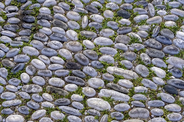 Pebble paving, background, texture, old town of Rhodes, Greece, Europe