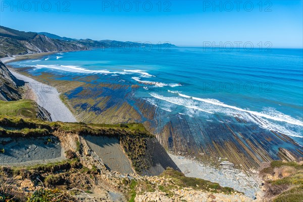 Beautiful coastal landscape near the flysch of Zumaia, Gipuzkoa. Basque Country