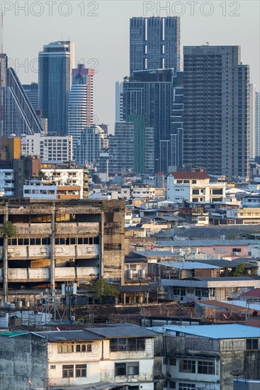 Panorama from Golden Mount, skyline of Bangkok, Thailand, Asia