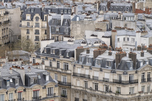 View of Belle Epoque houses from the Eiffel Tower, Paris, Ile-de-France, France, Europe