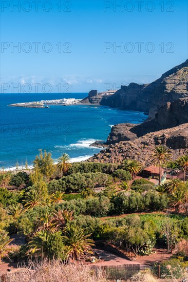 The town of Agaete from the Barranco de Guayedra viewpoint. Gran Canaria. Spain