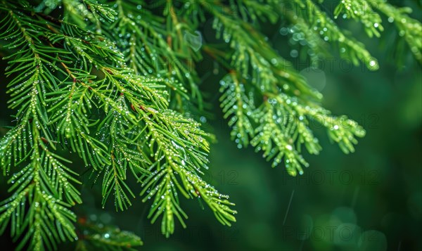 Close-up of cedar branches with vibrant green needles AI generated