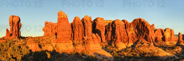Sandstone formations at sunset, Arches National Park, Utah, USA, Arches National Park, Utah, USA, North America