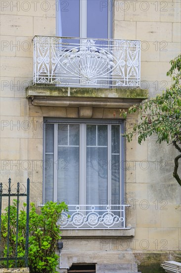 Window railings and balconies on residential buildings designed by Hector Guimard in the Art Nouveau style and produced in the municipal metal foundry Fonderies de Saint-Dizier, Saint-Dizier, Haute-Marne department, Grand Est region, France, Europe