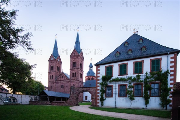 View of an old town, half-timbered houses and streets in a town. Seligenstadt am Main, Hesse Germany