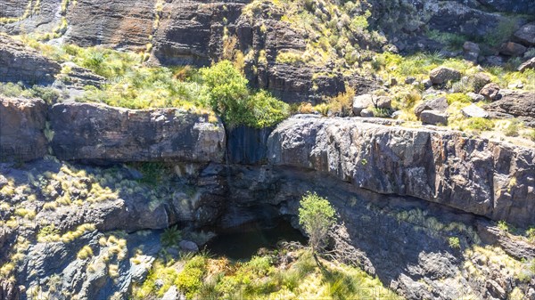 Beautiful aerial landscape of Charco Azul in the Podemos to Agaete in Gran Canaria, Canary Islands