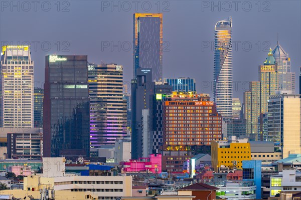 Panorama from Golden Mount, skyline of Bangkok, Thailand, Asia