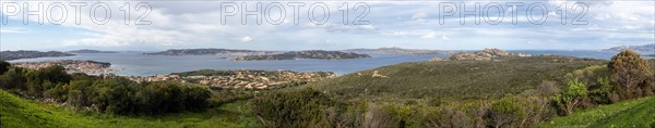 View of the coast at La Maddalena, panoramic photo, Palau, Sardinia, Italy, Oceania