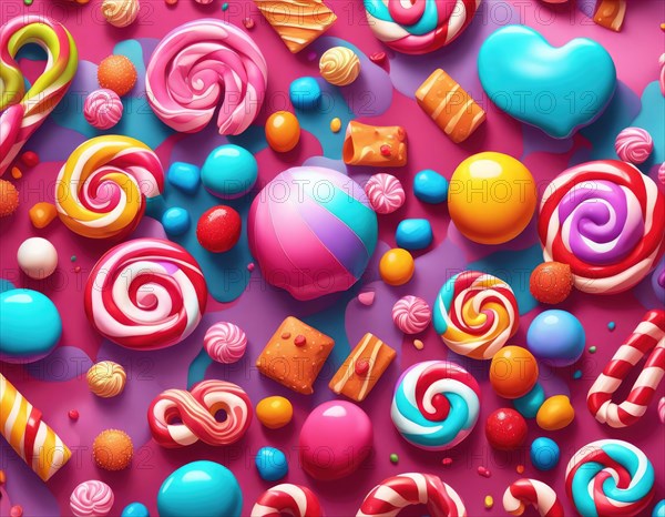 Abstract and fantastic background of colorful candies, AI generated