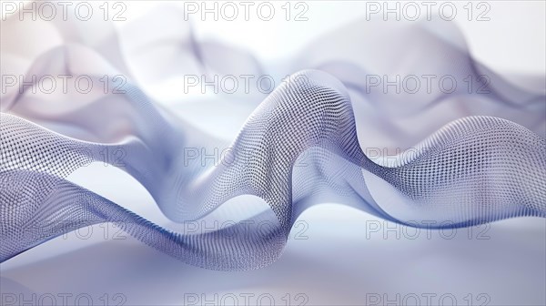 Abstract and smooth white mesh waves in a digital rendering with a tranquil feel, ai generated, AI generated