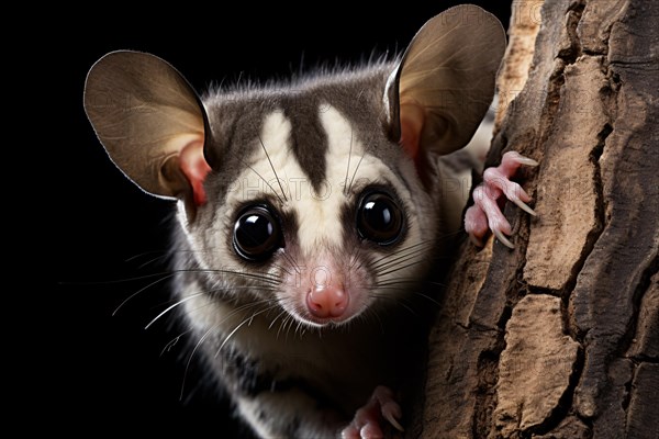 Sugar Glider on tree. KI generiert, generiert, AI generated