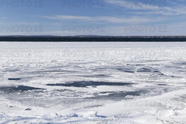 Winter, pack ice in the Saint Lawrence River, Province of Quebec, Canada, North America