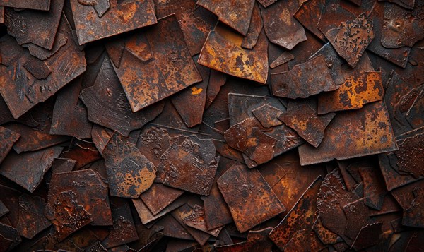 Abstract background with rusted metal plates in shades of deep brown and ochre AI generated