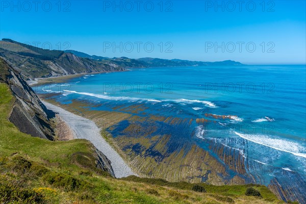 Beautiful coastal landscape near the flysch of Zumaia, Gipuzkoa. Basque Country
