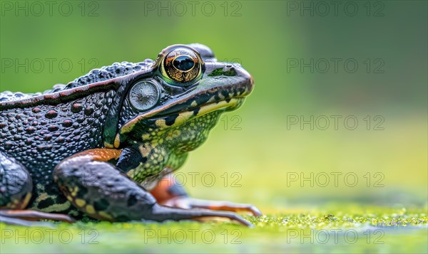 Close-up portrait of a Rana arvalis in profile AI generated