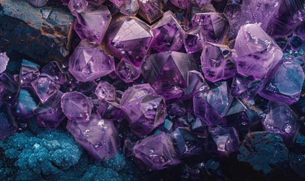 Natural texture of raw amethyst gemstones AI generated