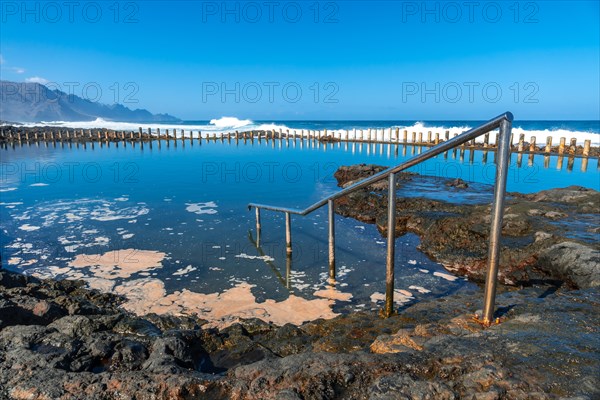 Stairs in the Las Salinas de Agaete natural pools in Puerto de Las Nieves in Gran Canaria, Spain, Europe