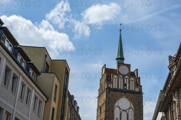 The Kroepeliner Tor from around 1270 at the end of Kroepeliner Strasse in the historic city centre of Rostock, Mecklenburg-Vorpommern, Germany, Europe