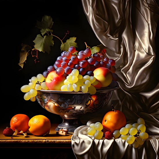 AI generated classic still life composition featuring timeless art elements